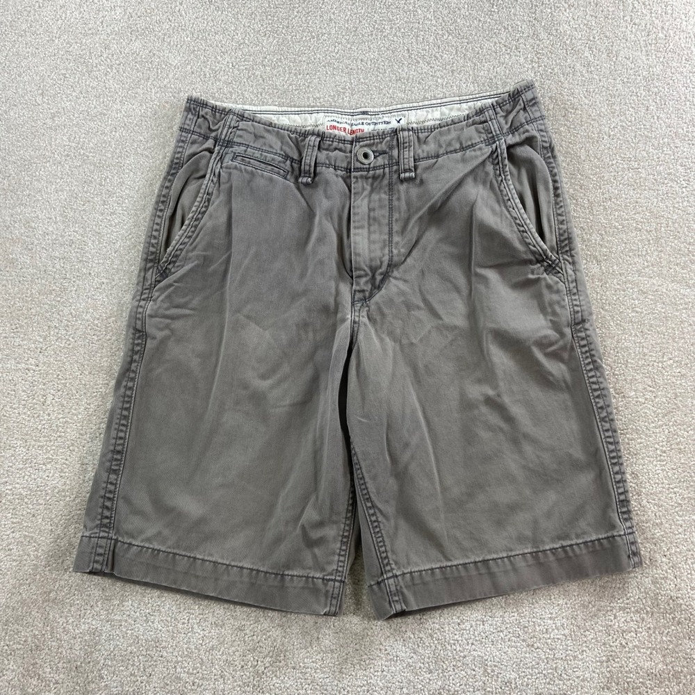 Y2K American Eagle Shorts Mens 32 (meas 34) Longer Length Chino Flat Front